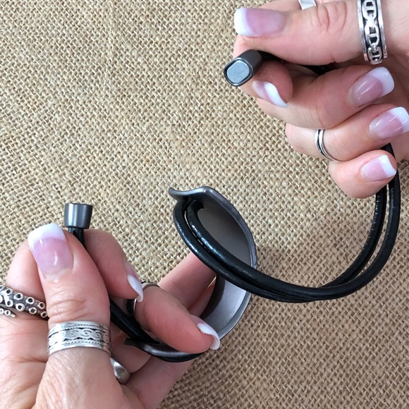 Unique Hi-End French hammered steel wrap bracelet - Picture 2 of 5